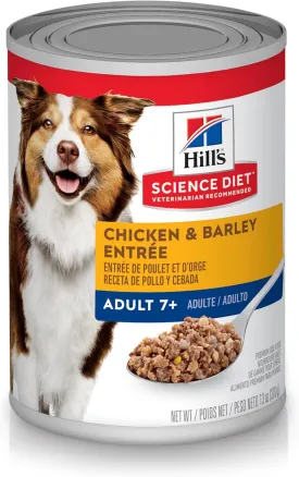 Hill's Science Diet Adult 7 , Senior Adult 7  Premium Nutrition, Wet Dog Food, Chicken & Barley Loaf, 13 oz Can, Case of 12