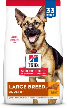 Hill's Science Diet Large Breed, Senior Adult 6 , Large Breed Senior Premium Nutrition, Dry Dog Food, Chicken Recipe, 33 lb Bag