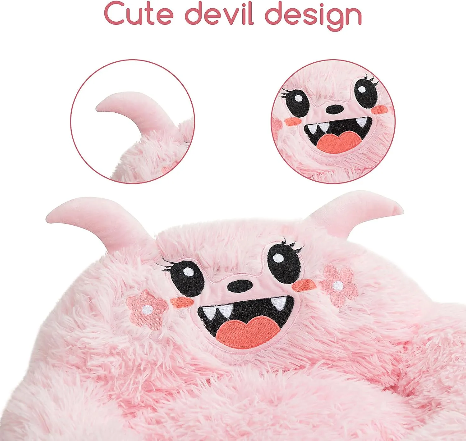 Hollypet Self-Warming Donut Pet Bed Luxury Cozy Nest Monster Sleeping Bed Round Faux Fur Bed for Cats, Pink