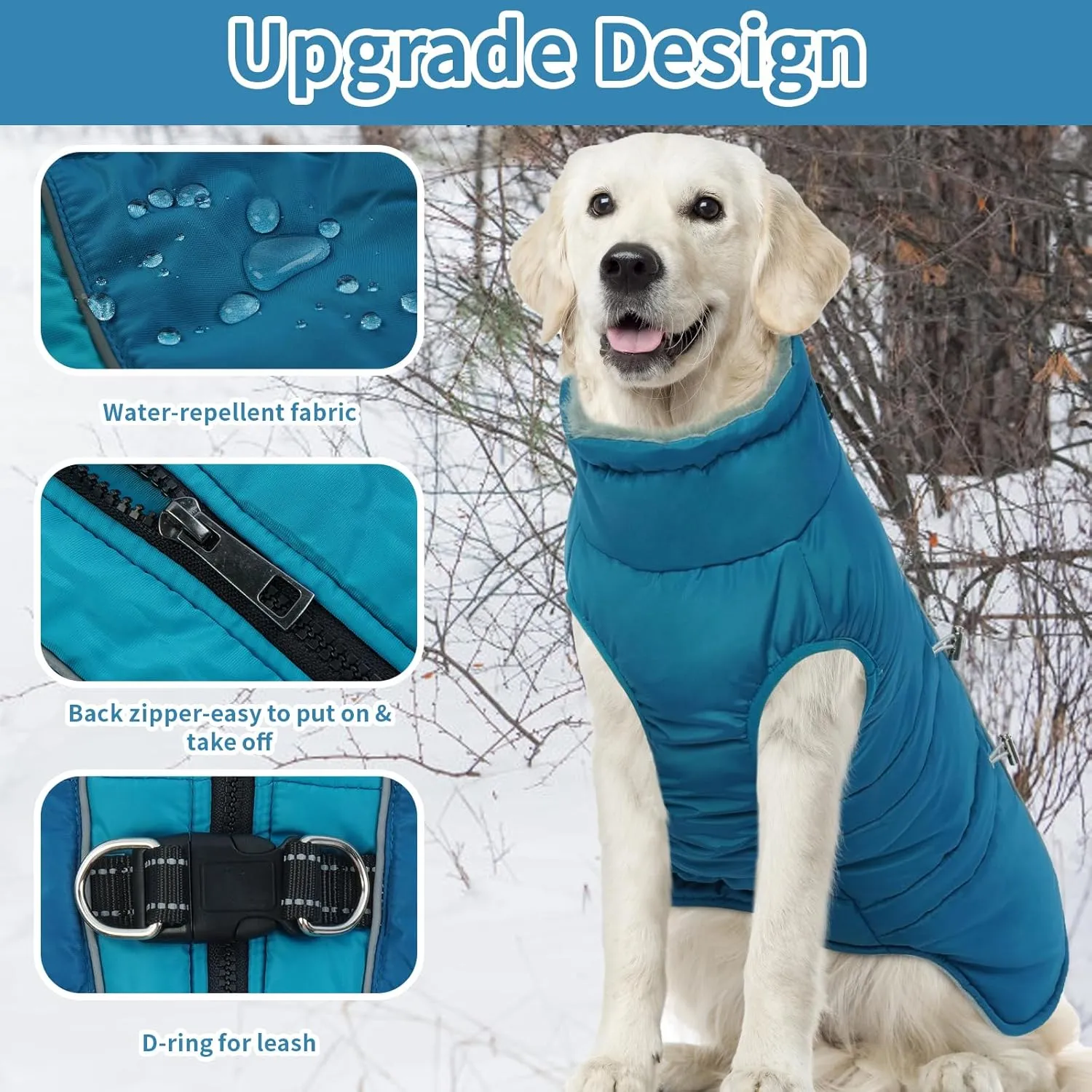 IDOMIK Warm Dog Coat with Built-in Harness - Winter Coat, Cold Weather Jacket, Waterproof, Thicken Fleece, Windproof Snow Jacket for Small, Medium, Large Dogs