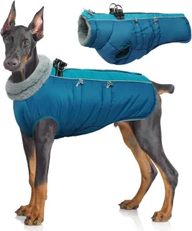 IDOMIK Warm Dog Coat with Built-in Harness - Winter Coat, Cold Weather Jacket, Waterproof, Thicken Fleece, Windproof Snow Jacket for Small, Medium, Large Dogs