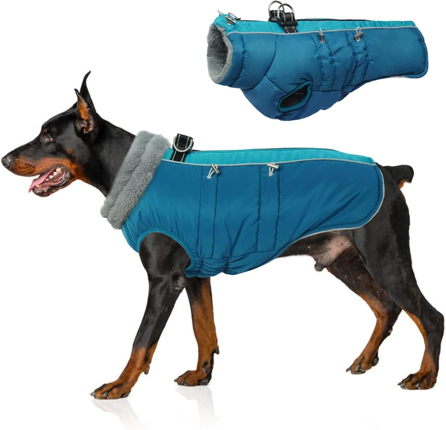 IDOMIK Warm Dog Coat with Built-in Harness - Winter Coat, Cold Weather Jacket, Waterproof, Thicken Fleece, Windproof Snow Jacket for Small, Medium, Large Dogs
