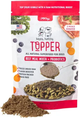 iHeartDogs Dog Food Topper - Freeze-Dried Raw Dog Food Seasoning with Collagen Peptides - Grain Free Superfood Meal Mixer (Beef, 3 Ounce)
