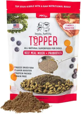 iHeartDogs Dog Food Topper - Freeze-Dried Raw Dog Food Seasoning with Collagen Peptides - Grain Free Superfood Meal Mixer (Beef, 8 Ounce)