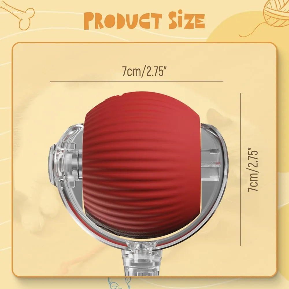 Interactive Cat Ball Toy 2025 New Cat Toys for Indoor Cats, Cat Rotating Ball Toy, Automatic Moving Cat Balls, 360 Automatic Rolling Ball Toy Electric Dog Balls for Dog/Cat (Red)