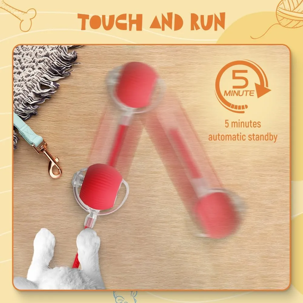 Interactive Cat Ball Toy 2025 New Cat Toys for Indoor Cats, Cat Rotating Ball Toy, Automatic Moving Cat Balls, 360 Automatic Rolling Ball Toy Electric Dog Balls for Dog/Cat (Red)