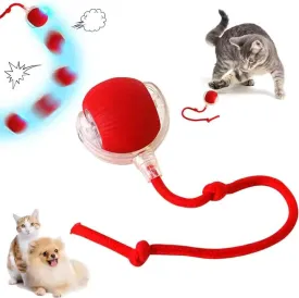 Interactive Cat Ball Toy, Automatic Moving Smart Ball, USB Rechargeable, Self-Rolling with Faux Tail, 360 Motion, Mimics Mouse, Ideal for Indoor Cat Enrichment (RED)
