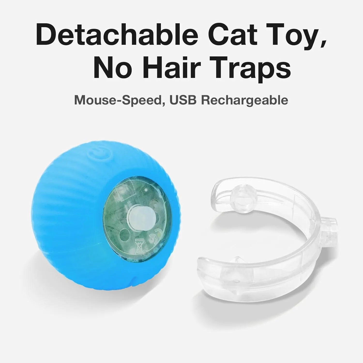 Interactive Cat Ball Toy for Indoor Cats, Electric Cat Rolling Moving Ball with Feather Tail, Smart Chase Kitty Cats Toys (Blue)