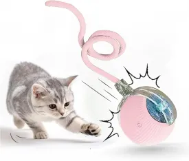Interactive Cat Toy Ball 2025, Smart Automatic Rolling Ball for Indoor Cats, Fast Moving Mouse Cord Design, Self-Rolling Cat Toy on Carpet, Fun Gift for Kittens & Cats (Pink)