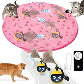 Interactive Cat Toy Ball, Smart Rolling Hide and Seek Cat Toy for Indoor Cats, Remote Control Motion Activated Chirping Hunting Toy in Pouch (Pink)
