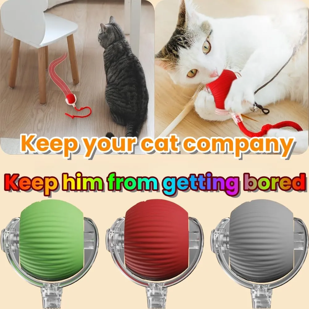 Interactive Rolling Cat Ball,2025 New Cat Rotating Toy, 360 Smart Rolling Ball Toy Electric Balls,Suitable for Floors, Carpets, Tiles, Living Rooms (Green)