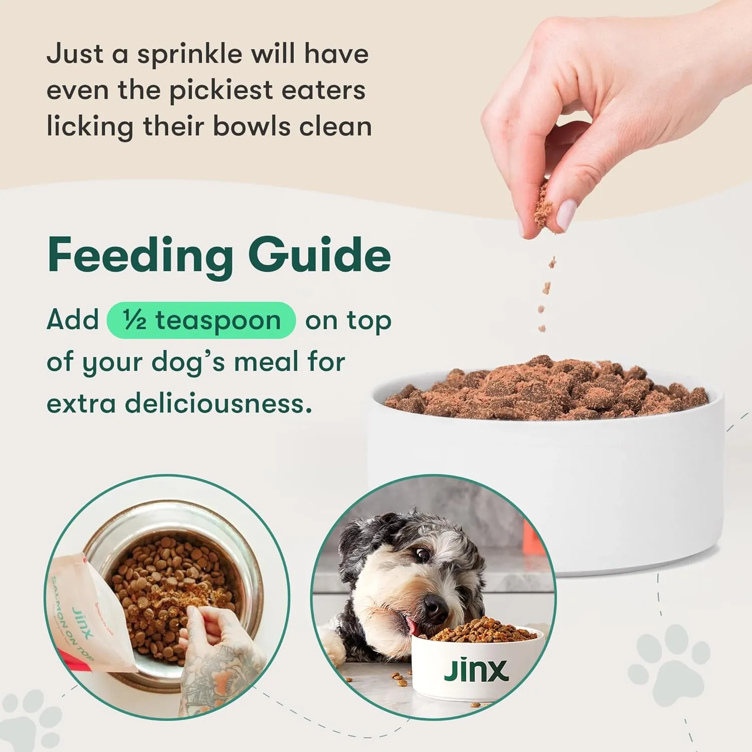 Jinx Premium Freeze-Dried Dog Food Toppers, Salmon on Top - Healthy & Natural Meal Toppers for Dogs with Real Chicken with Real Ingredients & No Fillers - Pet Products for All Lifestages - 3oz