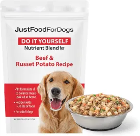 JustFoodForDogs DIY Nutrient Blend for Homemade Dog Food, Beef & Russet Potato, 4.55oz