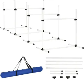 Kaimei Dog Agility Training Equipment Set, 4 Adjustable Height Jumps, Portable Dog Agility Course with Carry Bag for Backyard and Park Fun