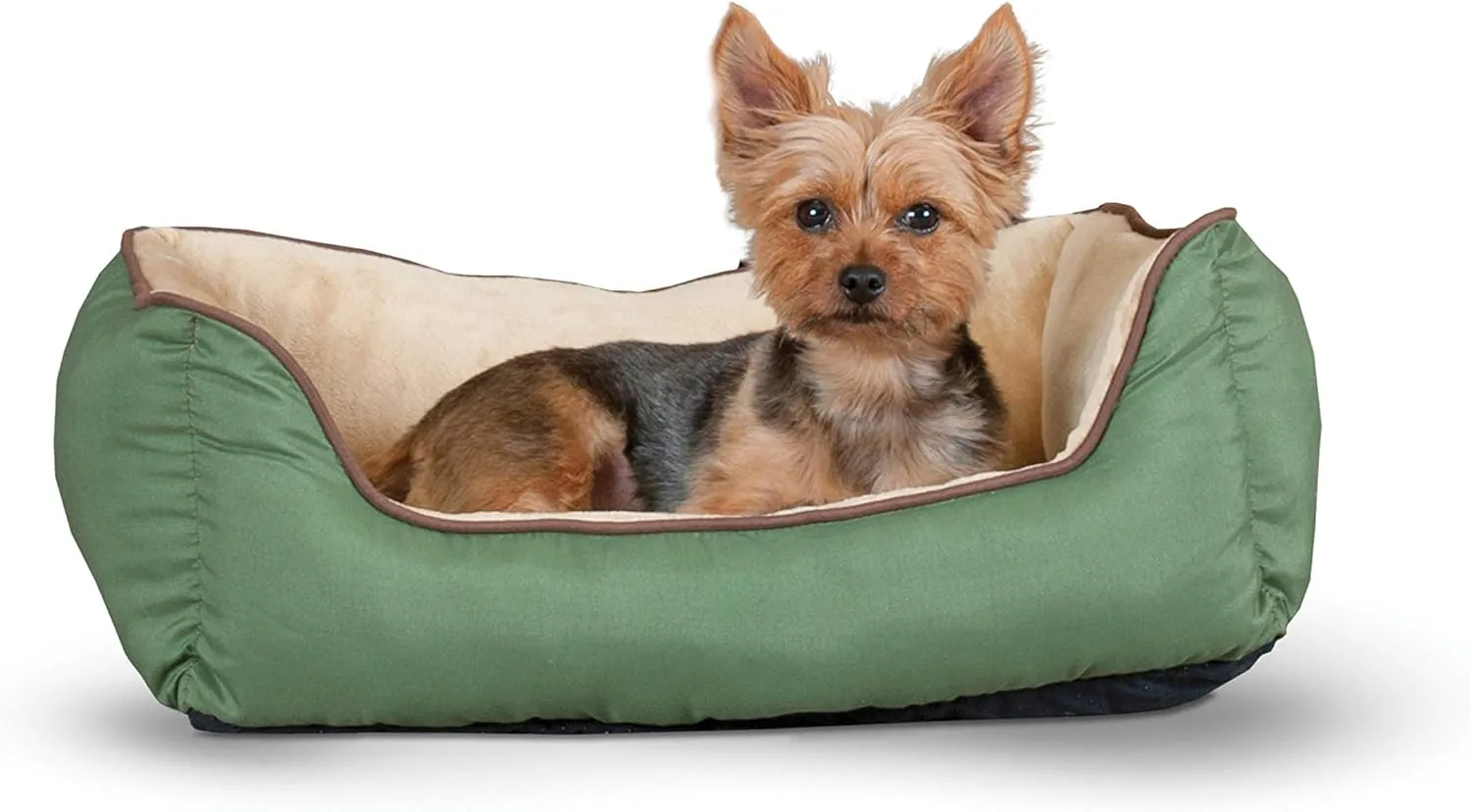 K&H Pet Products Self-Warming Lounge Sleeper Cat Bed, Soft Comfortable Self Heating Pet Bed, No Electric Needed to Keep Pets Warm, Also For Small Dogs, Machine Washable - Small 20 X 16in Sage/Tan