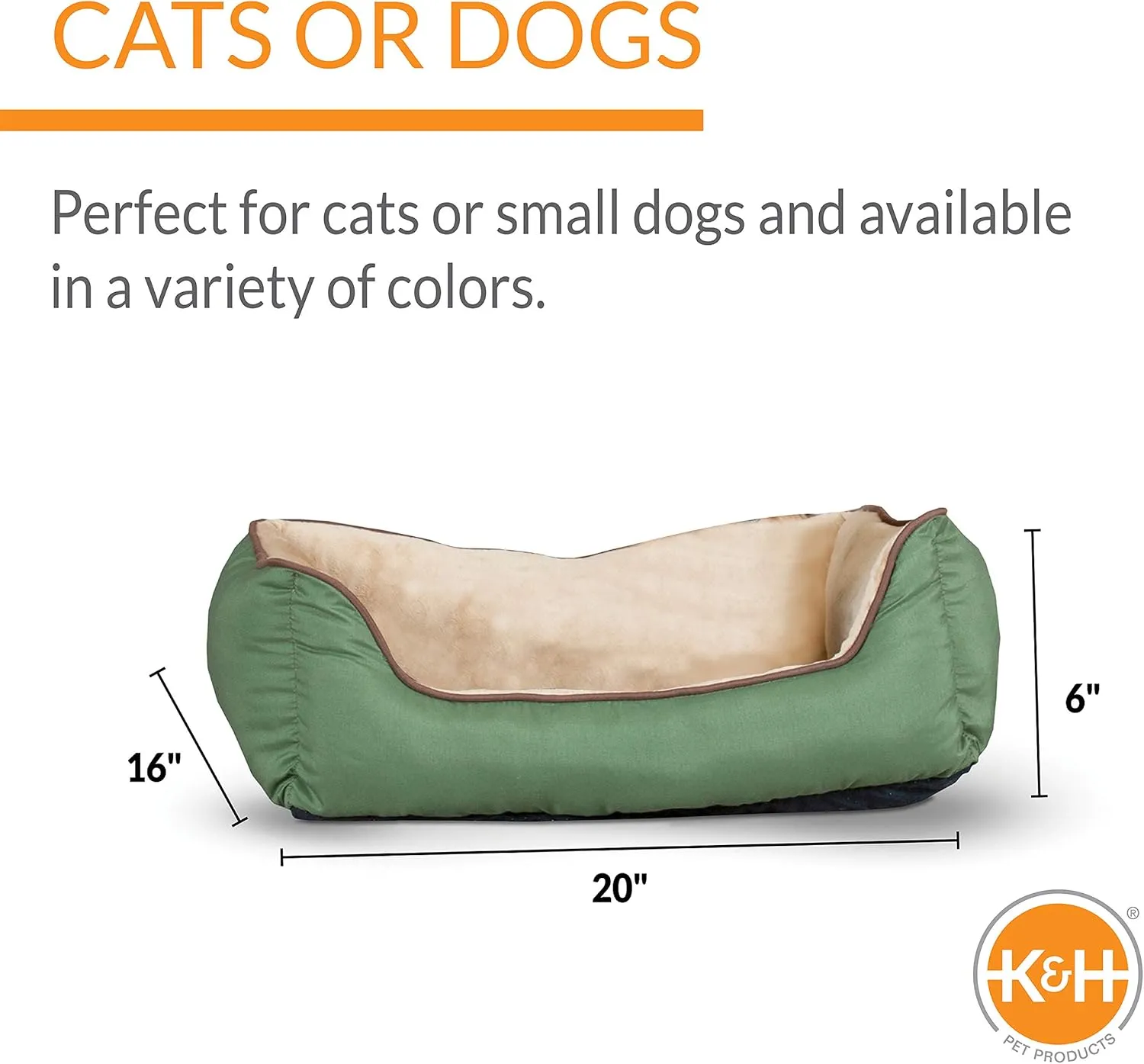 K&H Pet Products Self-Warming Lounge Sleeper Cat Bed, Soft Comfortable Self Heating Pet Bed, No Electric Needed to Keep Pets Warm, Also For Small Dogs, Machine Washable - Small 20 X 16in Sage/Tan
