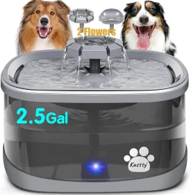 Kastty 2.5Gal/9.5L Dog Water Fountain Extra Large Pet Water Fountain 3 Flow Modes Cat Water Fountain Larger Filter Filtration& Smart LED Pump& Safe Touch, BPA-Free, Quiet, Ideal for Large Dogs Pets