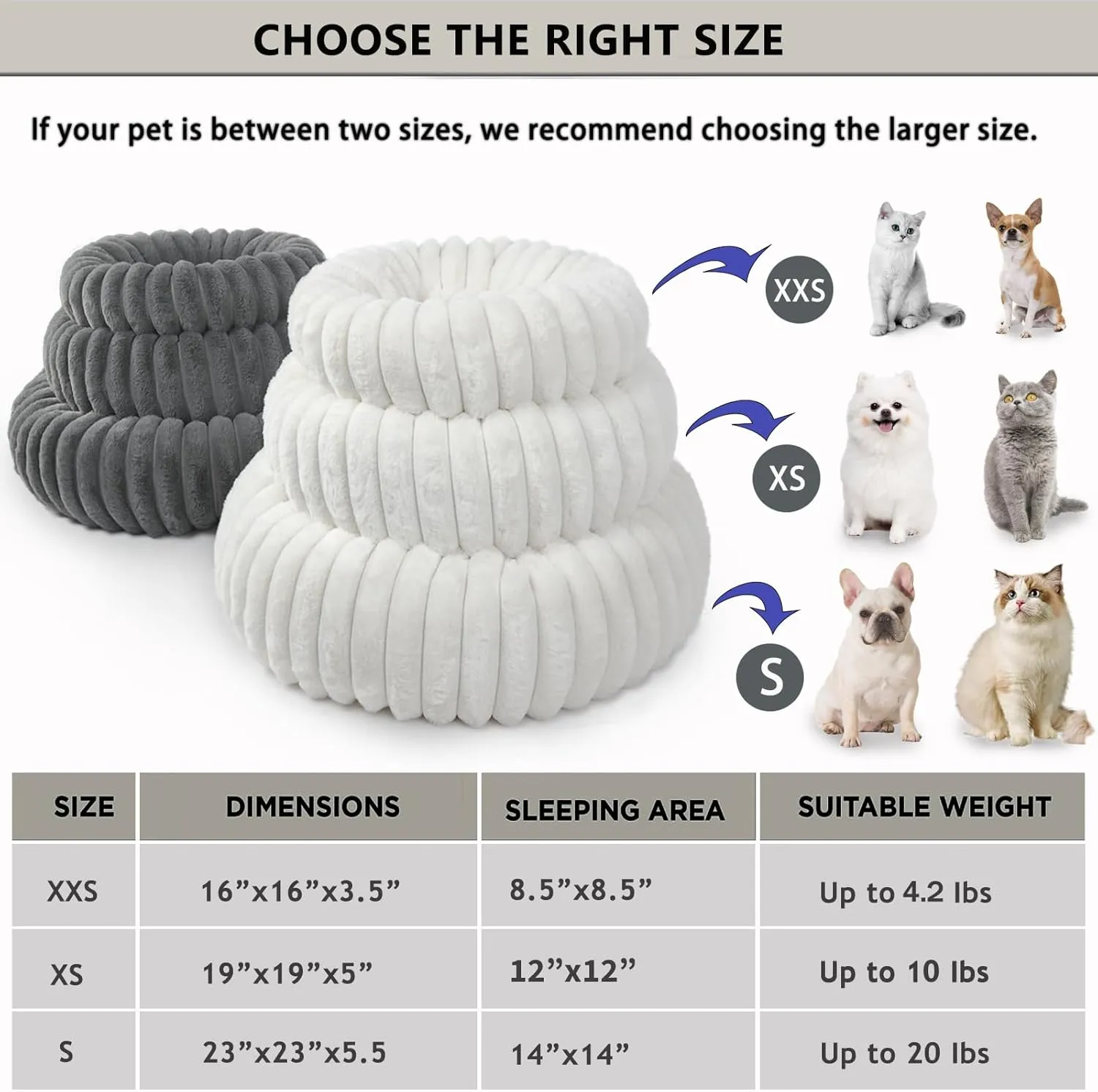Kitten Beds for Indoor Cats - Soft Cozy Small Cat Bed Washable 16 Inches,Calming Anti-Slip Round Fluffy Plush Faux Fur Pet Bed for Puppy and Kitten up to 5 lbs,Warm Grey