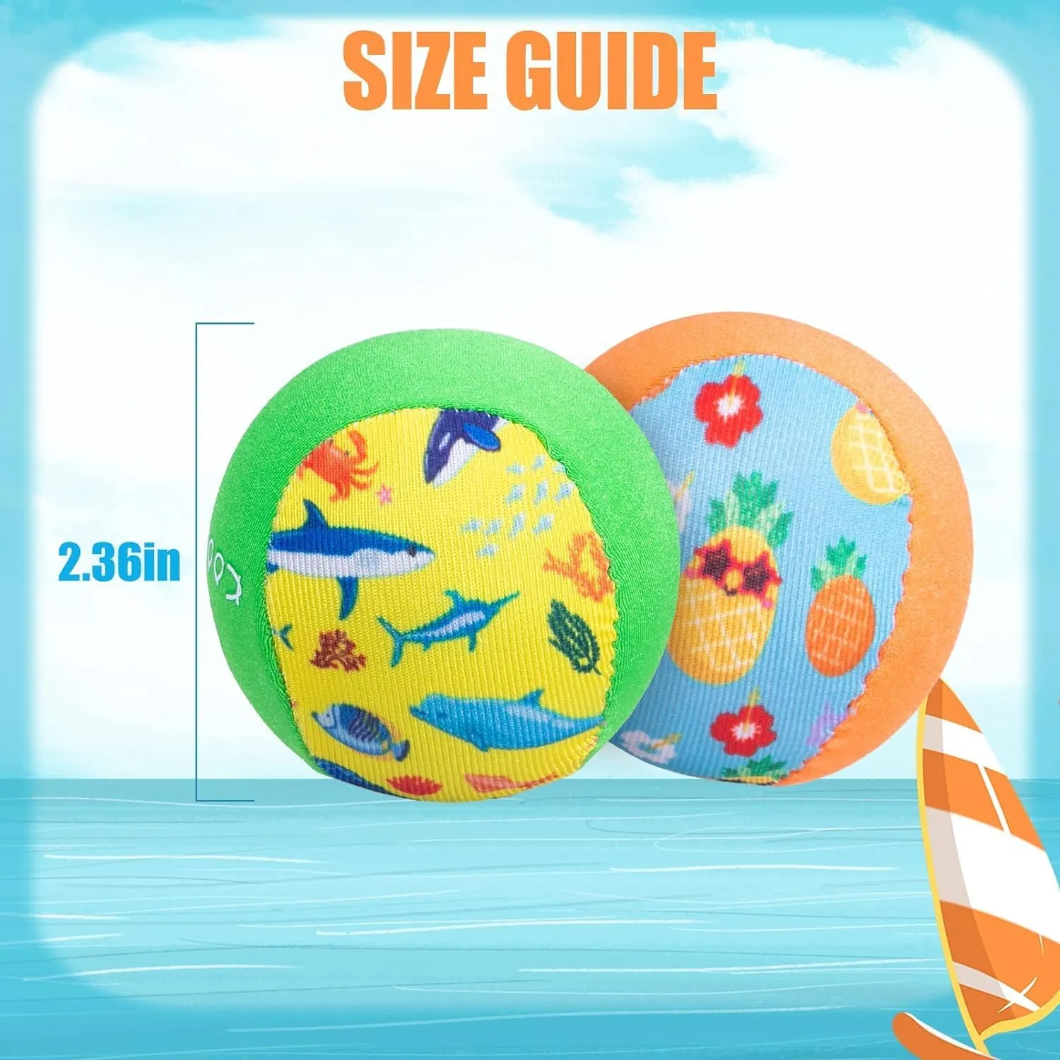 KOOLTAIL Floating Dog Pool Toys - 2 Pack Summer Dog Bouncing Water Toys for Swimming Pool, Interactive Dog Training Games Chew Toys Soft and Elastic Fetch Balls for Small Medium Dogs