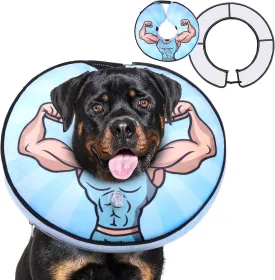KOOLTAIL Inflatable Dog Cone Collar, Protective Dog Recovery E Collar for Medium Large Dogs After Surgery, Soft Adjustable Dog Neck Donut Cone with Enhanced Anti-Licking Does Not Impede Vision, M 