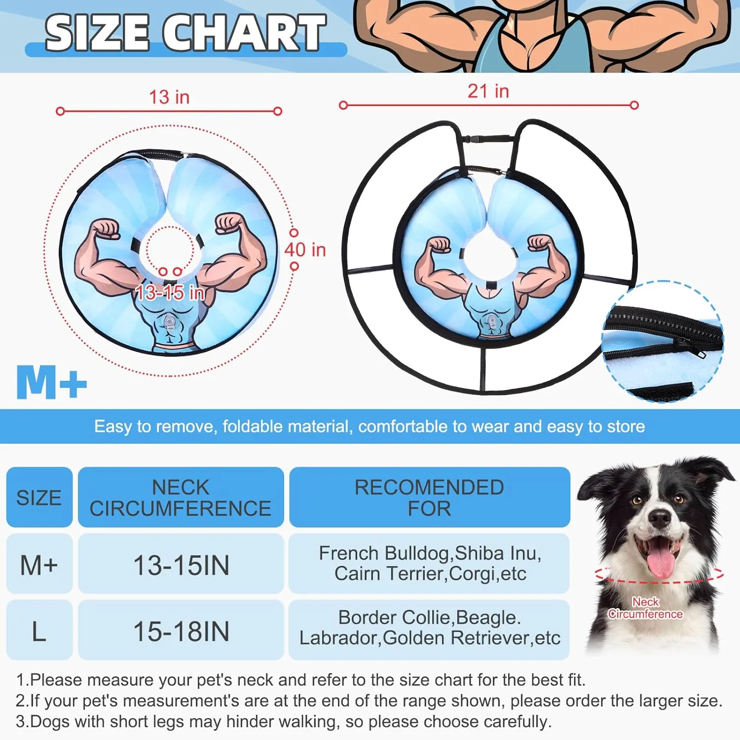 KOOLTAIL Inflatable Dog Cone Collar, Protective Dog Recovery E Collar for Medium Large Dogs After Surgery, Soft Adjustable Dog Neck Donut Cone with Enhanced Anti-Licking Does Not Impede Vision, M 