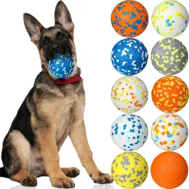 Lenwen 10 Pcs Dog Toy Ball for Aggressive Chewers Interactive Dog Ball for Boredom and Stimulating Bouncy Floating Rubber Toy for Large Medium Small Puppy(3 Inch,Bright Color)