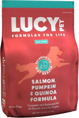 Lucy Pet Formulas for Life Salmon, Pumpkin, & Quinoa Dry Dog Food, All Life Stages, Digestive Health, Sensitive Stomach & Skin, 4.5lb bag