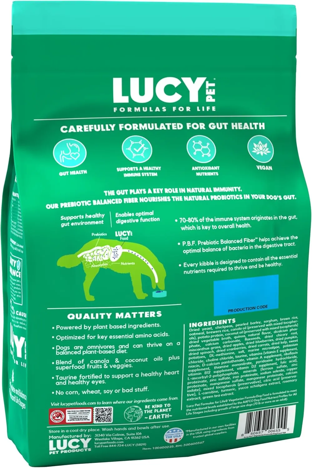 Lucy Pet Vegetarian Formula Dog Food 5lb, Vegan, Powered by Plants