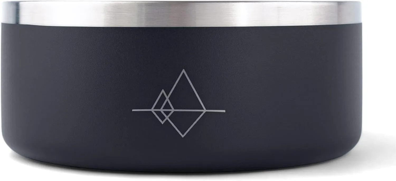 MADE TO ROAM Premium Everest Bowl - Stainless Steel Double-Walled Vacuum-Insulated Dog Bowl with Non-Slip Grip (New York Afterlight, 64oz)