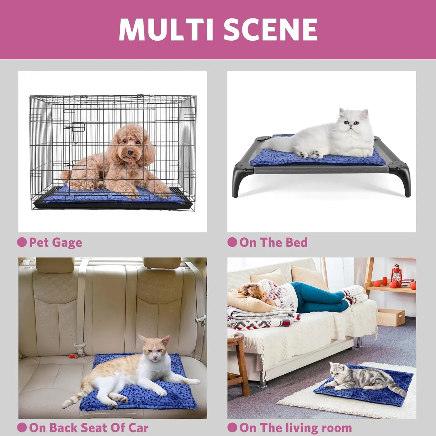 MARUNDA Self Warming Cat Bed, Super Soft Dog Bed, Self Heating Cat Pad