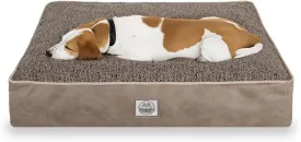 Memory Foam Dog Bed for Medium Dogs- Waterproof Dog Bed Mat with Removable Washable Cover, Waterproof Lining and NonSkid Bottom.Beige