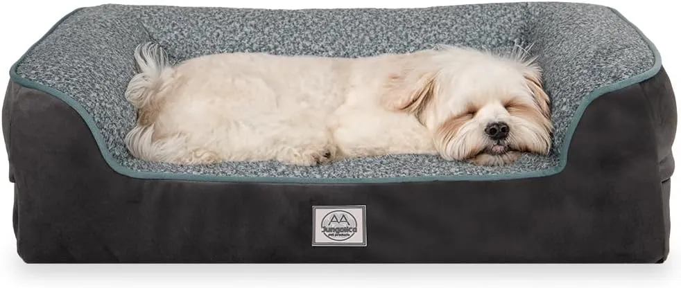 Memory Foam Dog Bed for Small Sized Dogs. Washable Dog Bed with Removable Cover, Removable Waterproof Cover, Dog Sofa Bed with Bolster, nonskid Bottom. Grey
