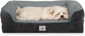 Memory Foam Dog Bed for Small Sized Dogs. Washable Dog Bed with Removable Cover, Removable Waterproof Cover, Dog Sofa Bed with Bolster, nonskid Bottom. Grey