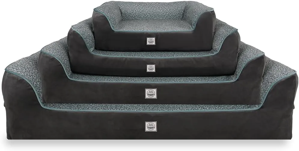 Memory Foam Dog Bed for Small Sized Dogs. Washable Dog Bed with Removable Cover, Removable Waterproof Cover, Dog Sofa Bed with Bolster, nonskid Bottom. Grey