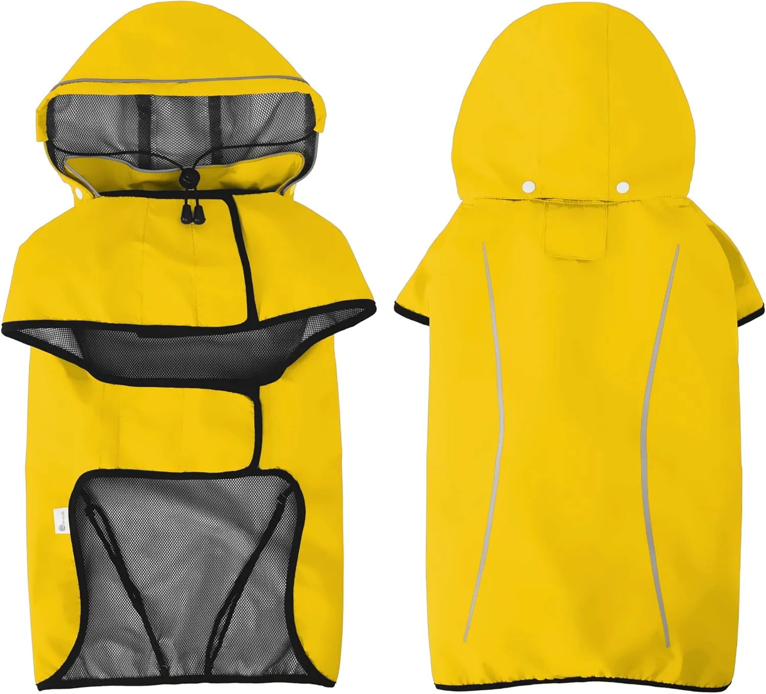 Mile High Life Dog Raincoat, Adjustable Waterproof Pet Rain Jacket, Reflective Hooded Poncho for Small Medium Large Dogs, Lightweight Breathable Pet Rain Coat (Yellow,S Chest 18"-22")