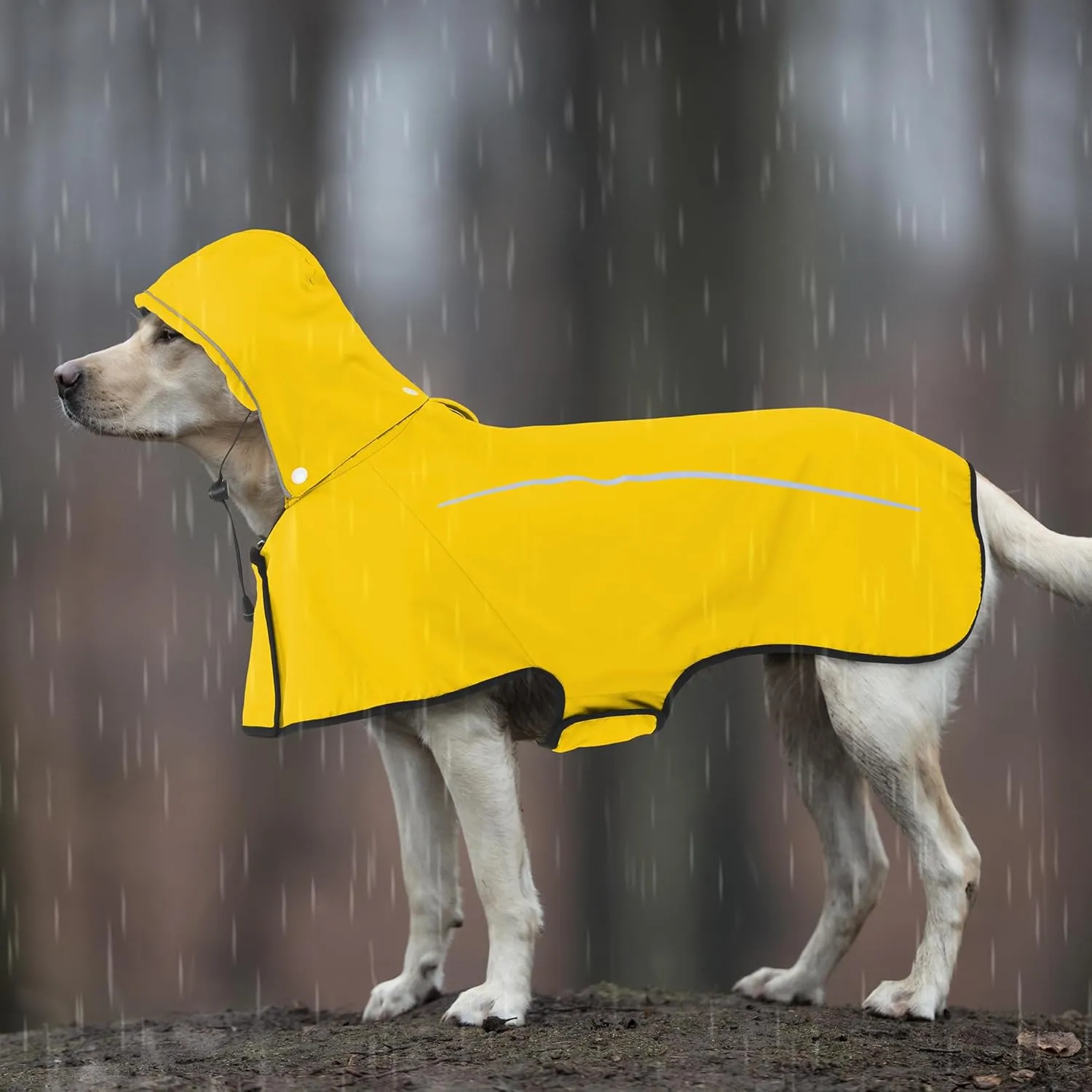 Mile High Life Dog Raincoat, Adjustable Waterproof Pet Rain Jacket, Reflective Hooded Poncho for Small Medium Large Dogs, Lightweight Breathable Pet Rain Coat (Yellow,S Chest 18"-22")