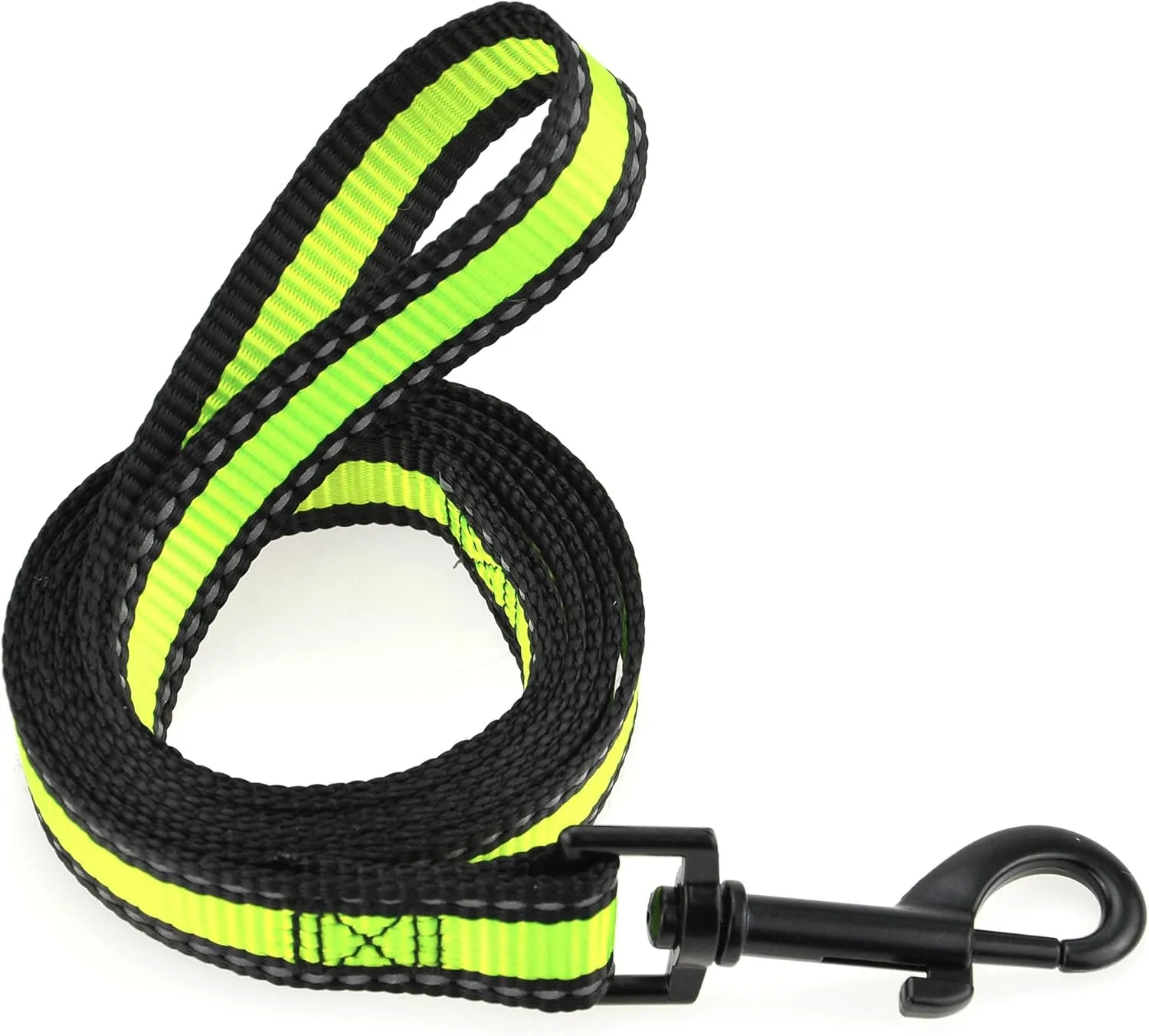 Mile High Life Night Reflective Double Adjustable Band Nylon Small Puppy Pet Dog Combo Collar Leash and Harness Set (Reflective Edge Lime Green, Mediun (Pack of 3))