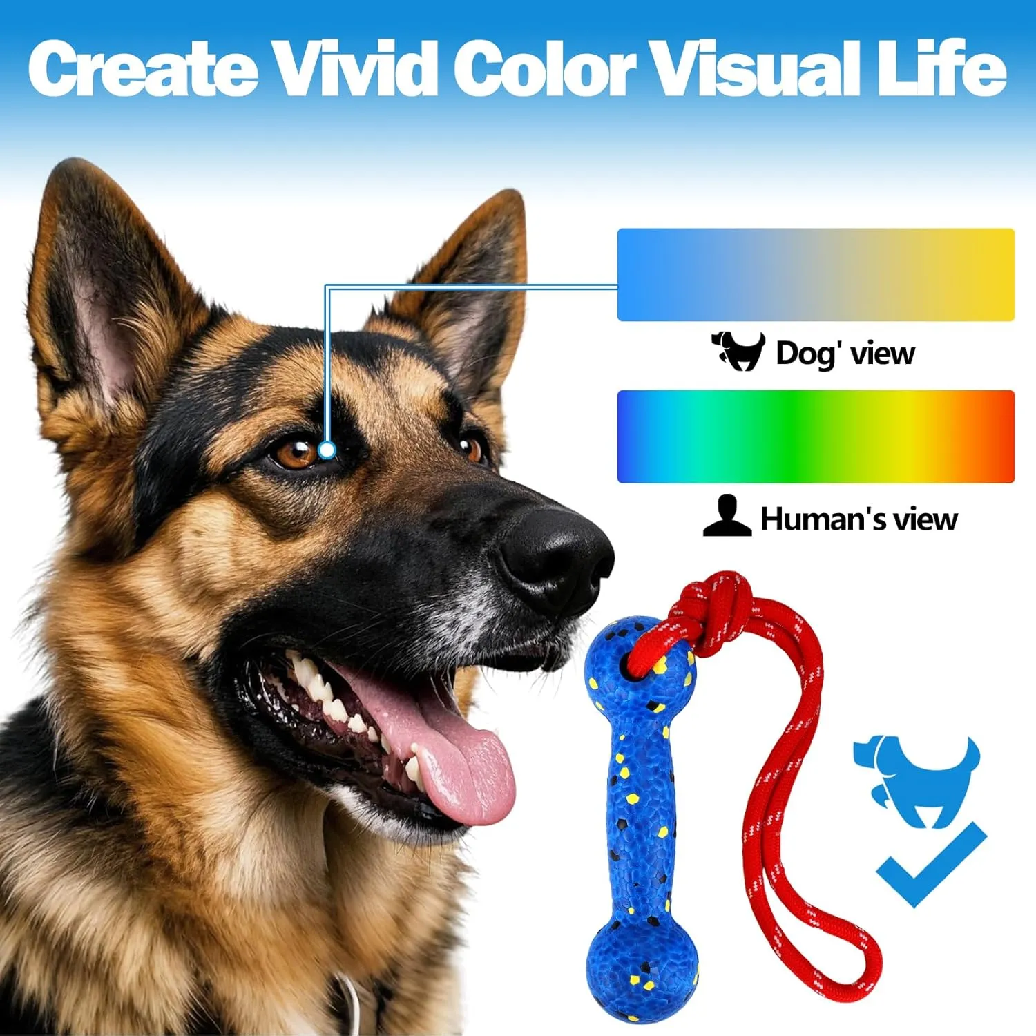 Mity rain Floating Dog Toys E-TPU Water Pool Fetching Toy with Rope for Small Medium Large Pet, Bumper Shape Indestructible Interactive Dog Chew Toys for Summer Outdoor Training Fun (Blue)