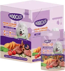 MOOCHIE Home Cooked Superfood Wet Dog Food - Joint & Bone - Lamb, Sweet Potato & Spinach - No Artificial Flavors or Preservative - 6 x 9 oz Pouch