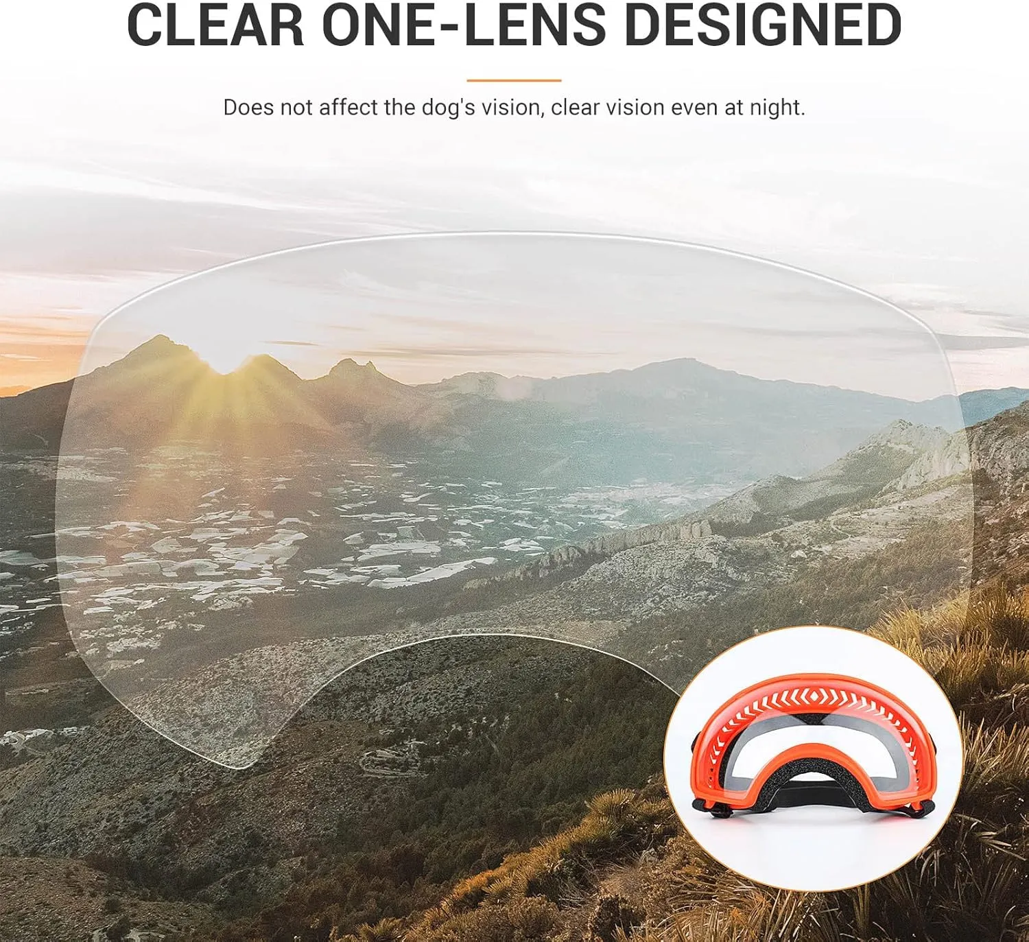 NAMSAN Clear Dog Goggles for Large Dogs, Wide Eyecup & Soft Frame, Anti-UV Sunglasses for Dogs Medium to Large Breed, Driving Dog Eye Protection, Windproof Dustproof, Adjustable, Orange