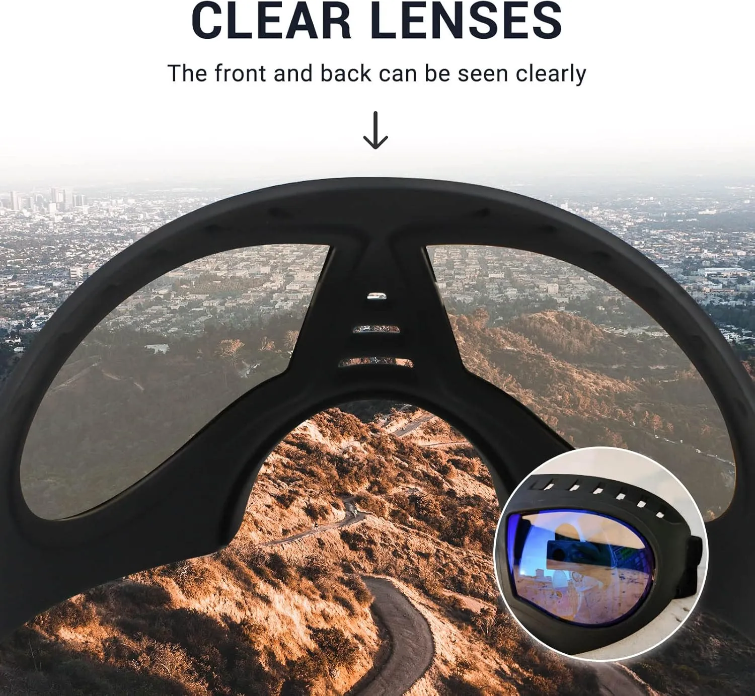 Namsan Clear Dog Goggles for Large Dogs, Wide Snout & Soft Frame, Tactical Driving Sunglasses for Dogs Medium to Large Breed, Anti-UV Dog Eye Protection, Windproof Dustproof, Adjustable, Clear Blue