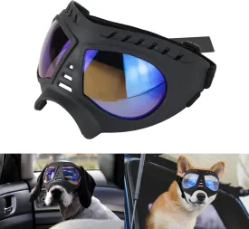 Namsan Clear Dog Goggles for Large Dogs, Wide Snout & Soft Frame, Tactical Driving Sunglasses for Dogs Medium to Large Breed, Anti-UV Dog Eye Protection, Windproof Dustproof, Adjustable, Clear Blue