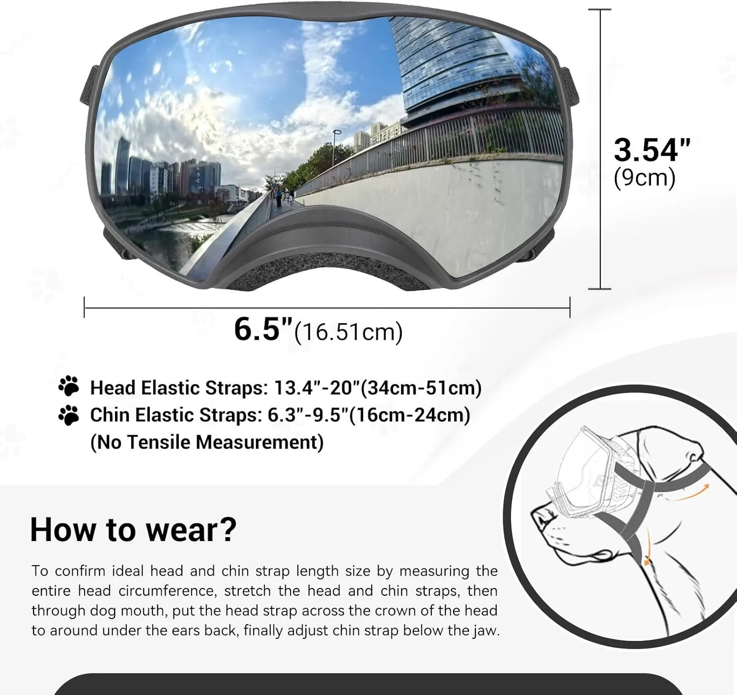 NAMSAN Dog Goggles for Large Dogs, Wide Eyecup & Soft Frame, Anti-UV Sunglasses for Dogs Medium to Large Breed, Driving Dog Eye Protection, Windproof Dustproof, Adjustable, Reflect Silver Lens