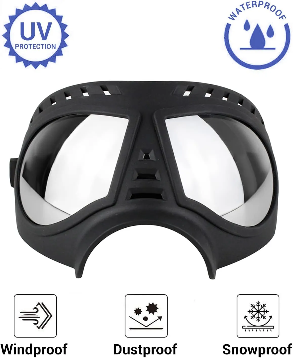 Namsan Dog Goggles for Large Dogs, Wide Snout & Soft Frame, Tactical Driving Sunglasses for Dogs Medium to Large Breed, Anti-UV Dog Eye Protection, Windproof Dustproof, Adjustable, Black