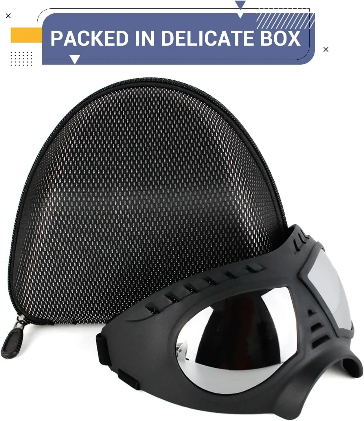 Namsan Dog Goggles for Large Dogs, Wide Snout & Soft Frame, Tactical Driving Sunglasses for Dogs Medium to Large Breed, Anti-UV Dog Eye Protection, Windproof Dustproof, Adjustable, Black