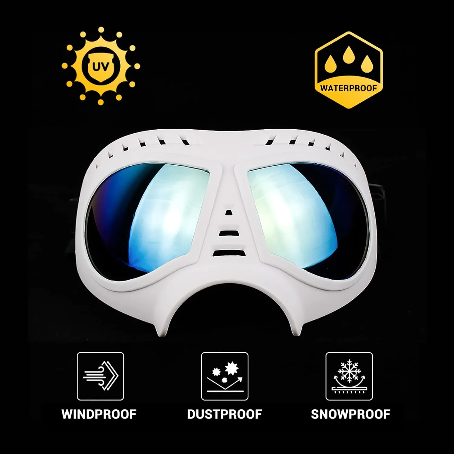 Namsan Dog Goggles for Large Dogs, Wide Snout & Soft Frame, Tactical Driving Sunglasses for Dogs Medium to Large Breed, Anti-UV Dog Eye Protection, Windproof Dustproof, Adjustable, White