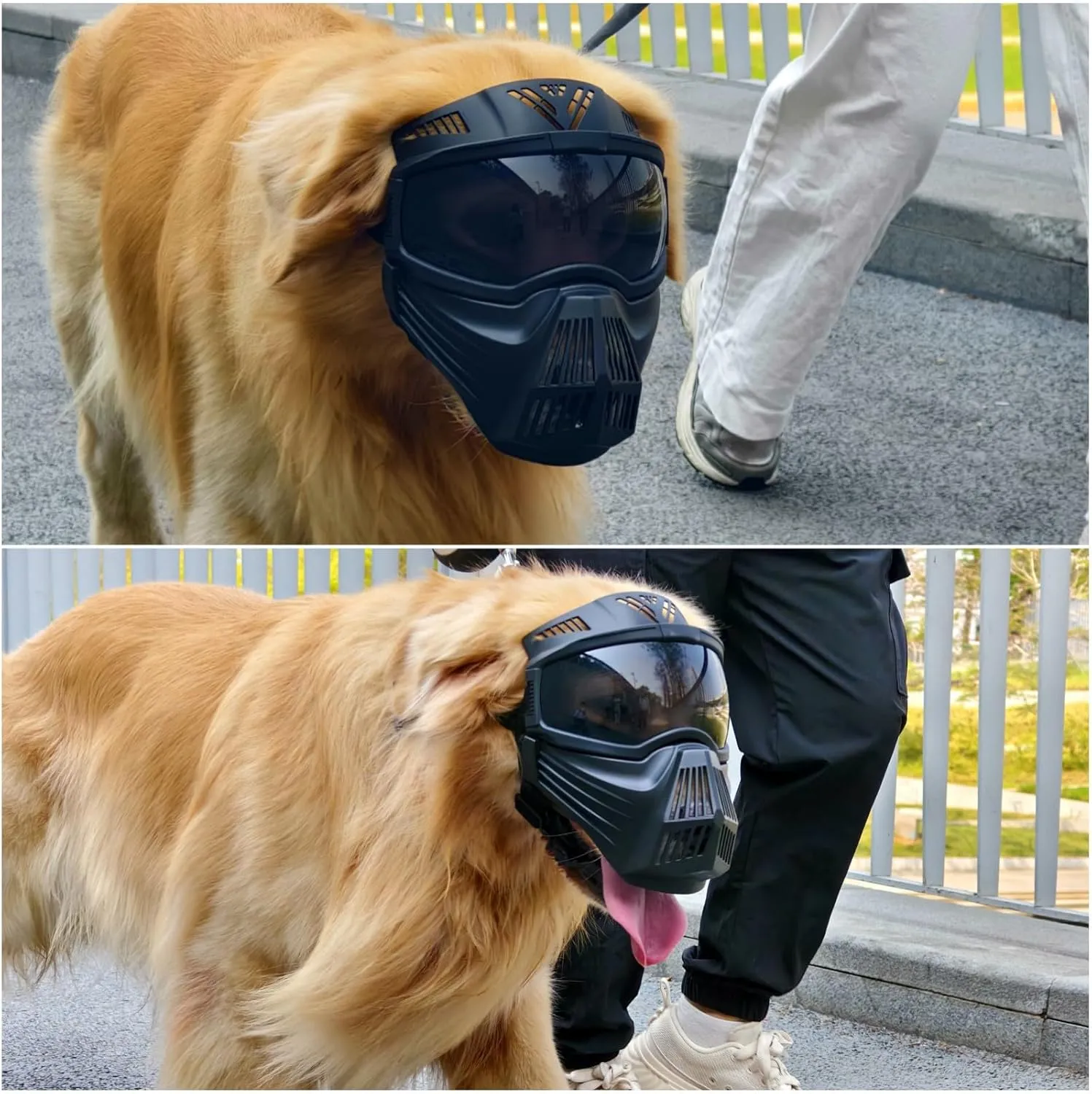 Namsan Dog Goggles Large Breed, Full Face Protective, Tactical Doggie Sunglasses for Medium to Large Dogs, Outdoor Dog Eye Protection, Anti-UV Anti-Fog Windproof, Adjustable, Black