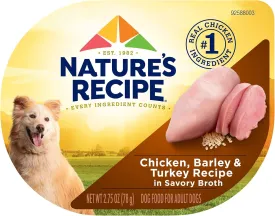 Natures Recipe Chicken, Barley & Turkey Recipe in Savory Broth Wet Dog Food, 2.75 oz. Cup, 12 Count