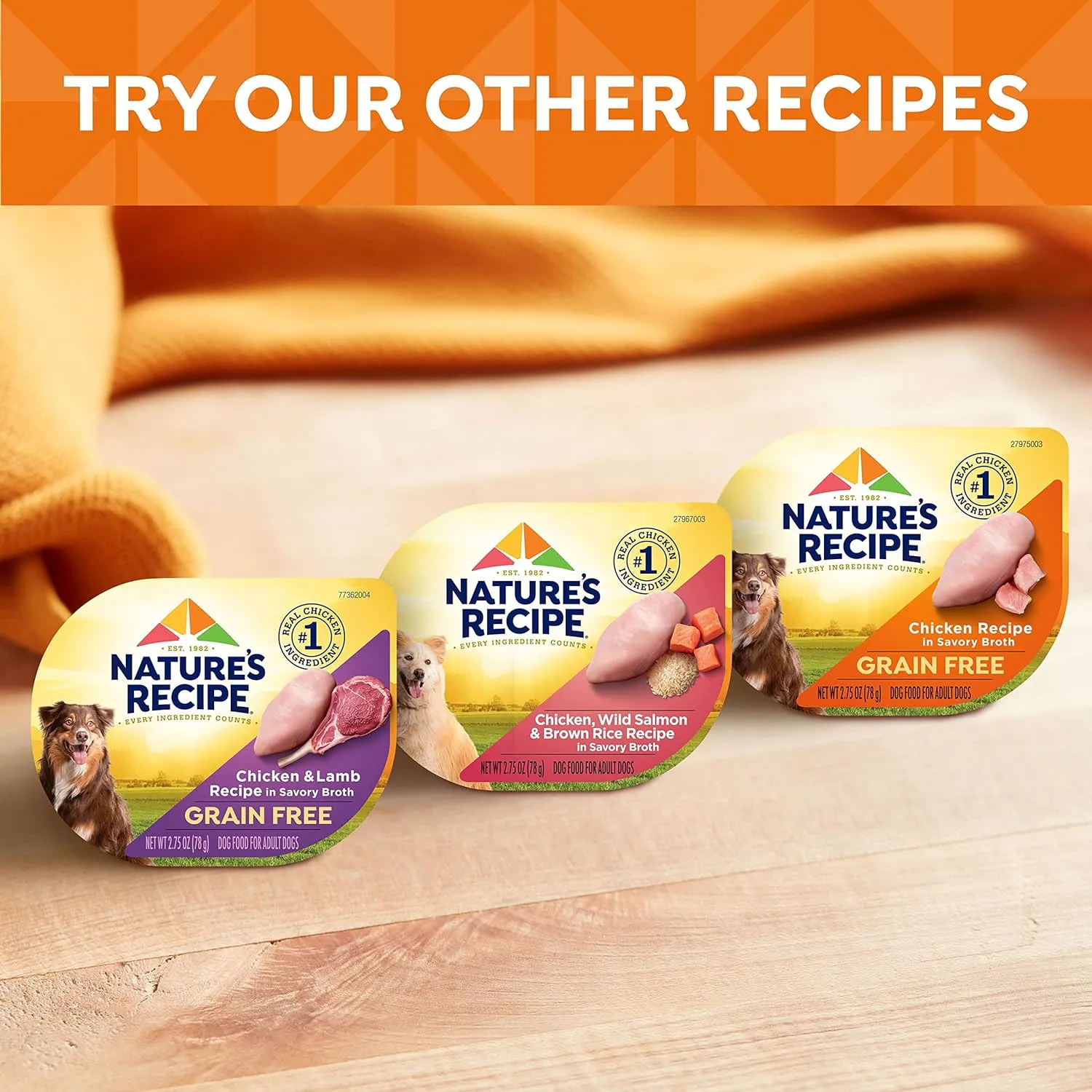 Natures Recipe Chicken, Barley & Turkey Recipe in Savory Broth Wet Dog Food, 2.75 oz. Cup, 12 Count