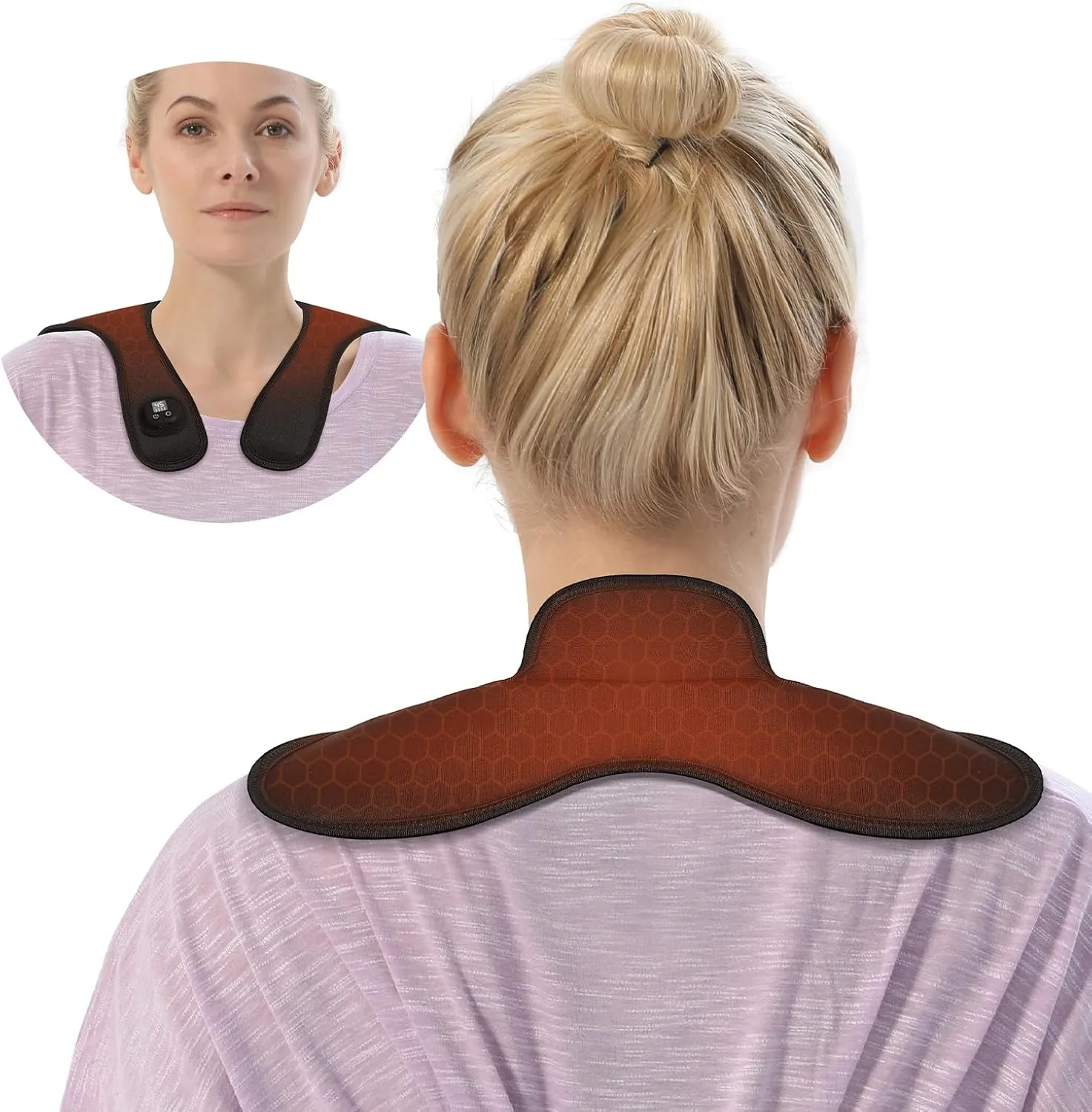 Neck Heating Pad, Cordless Heated Neck Wrap, Portable Heating Pad Mini for Shoulder Pain Relief, Muscle Stiffness 4 Heating Levels, Travel(Black)